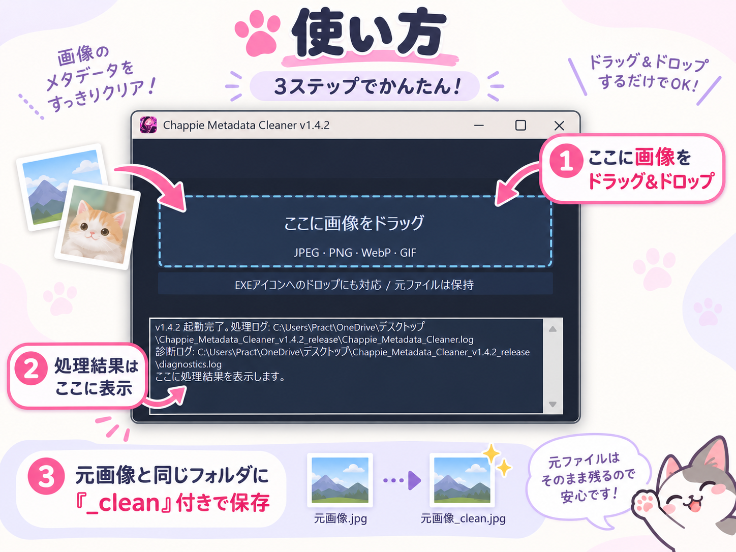 Chappie Metadata Cleaner v1.4.2の使い方