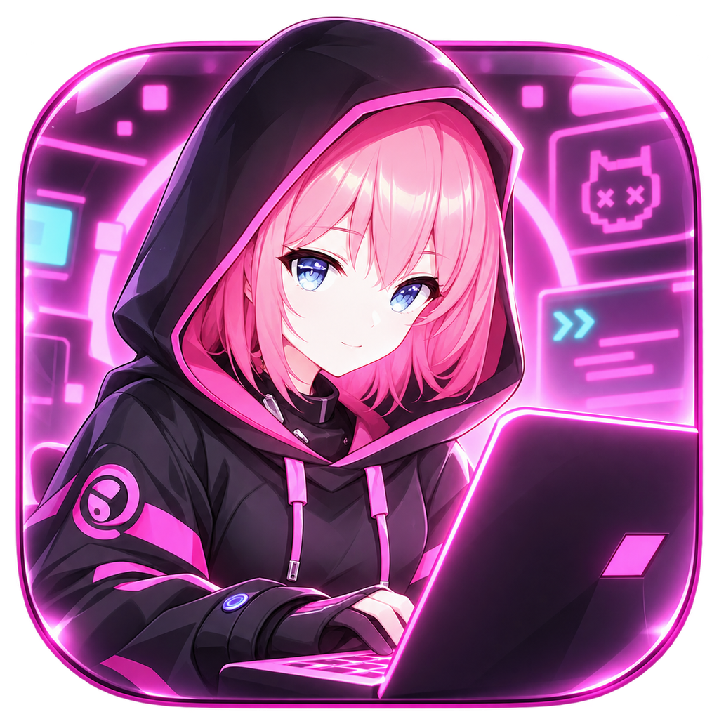 角丸ネオンハッカーちゃっぴーのアプリアイコン